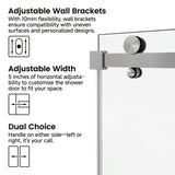 60*76" Fixed & Sliding Shower Door, Square Tube Hardware, Clear Glass Shower Door, 3/8 SGCC 14766289