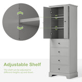 Storage Cabinet with 2 Doors and 4 Drawers for Bathroom, Office, Adjustable Shelf, MDF Board with WF302825AAE
