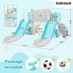 ZUN Kids Slide Playset Structure 8 in 1, Freestanding Ocean Themed Set with Slide, Arch N710P176322C