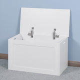 White Lift Top Entryway Storage Cabinet with 2 Safety Hinge, Wooden Toy Box W40914887