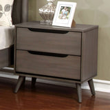 Mid-Century Modern Gray Color 1pc Nightstand Bedroom Furniture Solid wood Round Tapered Legs B011P236772