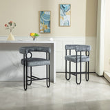 ZUN House Hold Bar Set of 1, Modern Bar Stool with Back, Black Metal Frames, Upholstered Bar W1588P207633