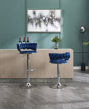 Set of 2 Bar Stools,with Chrome Footrest and Base Swivel Height Adjustable Mechanical Lifting Velvet W1249P247741
