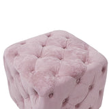 Pink Modern Velvet Upholstered Ottoman, Exquisite Small End Table, Soft Foot Stool,Dressing Makeup W1170103513
