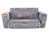 Kids Foldable Sofa Bed with Night Glow 2-in-1 Convertible Childrens Lounge Chair, Soft Flannel 76699199