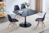42.1"BLACK Table Mid-century Dining Table for 4-6 people With Round Mdf Table Top, Pedestal Dining W234119836