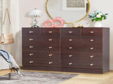 25.98*12.99"*35.04 5-Tier 6-Drawer Cabinet Drawer Dresser with Gold Handles Brown 17234498