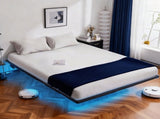 Black Full Size Floating Platform Metal Bed Frame - 14 Inch Height, Built-in LED Strip Light & Power 34890948