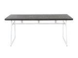 Dining Table in Vintage White Metal and Espresso Wood-Pressed Grain Bamboo B202P223351