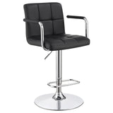 ZUN Black and Chrome Adjustable Bar Stool with Arms B062P145662