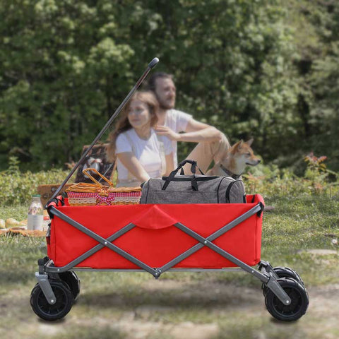 ZUN Utility Park Garden Cart Tool Customized Color Folding Camping Trolley Outdoor Picnic Beach Wagon W32137290