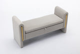 032-Velvet Fabric Storage Bench Bedroom Bench With Gold Metal Trim Strip For Living Room Bedroom W527122005