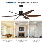 ZUN 66" Vintage Ceiling Fan Lighting with Brown Blades in Integrated LED 37764627