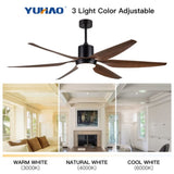 ZUN 66" Vintage Ceiling Fan Lighting with Brown Blades in Integrated LED 37764627