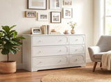 Left 3 Large Drawers Right 3 Small Drawers MDF Painted Drawer Cabinet 42.52*15.75*32.28in White 17224195