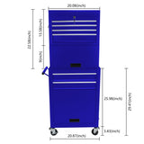 ZUN Tool Cabinet on Wheels, 6-Drawer Lockable Rolling Tool Chest w/ 4 Universal Wheels, 2 in 1 W110282273