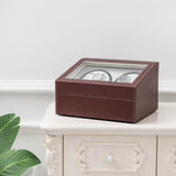 ZUN Brown Leather Watch Winder Storage Auto Display Case Box 4 6 Automatic Rotation 27700804