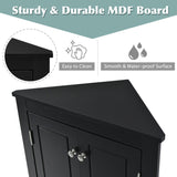 Black Triangle Bathroom Storage Cabinet with Adjustable Shelves, Freestanding Floor Cabinet for Home WF291467AAB
