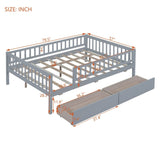 Full Size Daybed Wood Bed with Two Drawers, Gray WF301868AAE