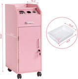 Hair Salon Storage Cart with Wheels & 3 Hair Dryer Holders & 4 Drawers & Lock & 2 Keys, Hairdressing 44313324