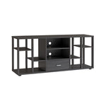 ZUN Contemporary TV Stand with Ten Shelves and One Drawer - Grey B107131395
