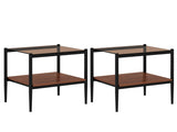 Set of 2 Rectangle End Table, Tempered Glass Tabletop with MDF layer, Modern Table for Living Room , W241P184253