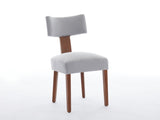 064-Set of 2 Linen Fabric Modern Armless Dining Chairs With Curved backrest and Solid Wooden Legs 42256414