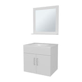 Slater Floating Bathroom Vanity Set with Sink, Two-Door Cabinet, and Mirror,White B128P314805