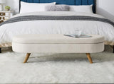 Ottoman Oval Storage Bench,Rubber Wood Legs, Beige W48746798