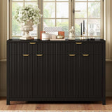 Modern Wave-Pattern Sideboard Cabinet with 2 Drawers and 4 Doors, 3-Level Adjustable Shelves, N711P269068B