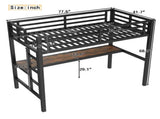 Metal Twin Size Loft Bed with Power Outlet and LED Lighted, Space-Saving, Noise Reduced, Black W1580P372863