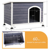 Medium Wooden Outdoor Dog House, Waterproof Roof, Elevated Floor, Grey W142763852