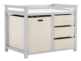 Gray painted pine wood frame children's bed with removable top, 87*53*87.5cm, includes 3 fabric 29031768