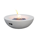 ZUN 42 Inch Outdoor Concrete Propane gas Fire Pit bowl in Antique white color W2620P182362