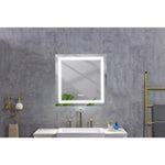 ZUN 36x36 Inch LED Bathroom Mirror with Frontlit and Backlit, Wall Mounted Vanity Mirror with Smart 70066575