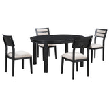 ZUN 5-Piece Multifunctional Dining Table Set, Farmhouse Dining Set with Extendable Round Table,Two Small 37815934