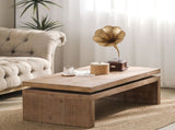 Modern Rustic Wood Coffee Table Rectangular Living Room Center Table with Floating Top Design 02669930