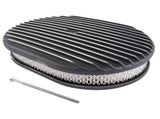 12" Oval Fully Finned Black AluminumElement Suit 4 Barrel Carbs Air Cleaner Fits for SBC Classic 81079775