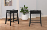 ZUN 2pc Black Saddle 27" Counter Stool Modern Style Kitchen Bar Black Velvet Finish Upholstered Seat B011P243643