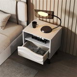 White bedside table with drawers and open shelves 43820483
