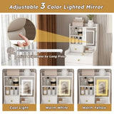 3-in-1 Dressing Table with LED Mirror & Stool - Compact Makeup Vanity with 4 Drawers, W2700P297923
