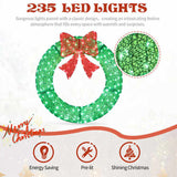 36in Pre-lit Outdoor Christmas Wreath Decoration, Lighted Metal Wreath with Red Bow, Remote Control 35600914