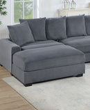 Living Room Furniture 1pc Ottoman Dark Gray Corduroy Soft Cushion Cocktail Ottoman Wood Legs B011P211061