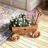 27" Decorative Wooden Wagon Cart with Handle Wheels 37746695