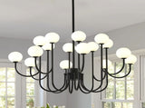 16-Light Glass Globe Sputnik Chandelier, 36.6 Mid-Century Modern Chandeliers Black Sputnik Light 37626966