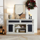 ZUN Embossed Pattern TV Stand, TV and Media Console with Open and Closed Storage Space and sliding door W1758P231682