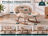 25.59"W x 33.66"D x 29.53"H Indoor Plush Rocking Chair, Soft Fluffy Lounge Rocker with White Metal 00054489