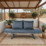 1 PCS Patio Wicker Side Foldable Bench Patio Backyard Conversation Bench Grey Wicker Dark Grey W329P285874