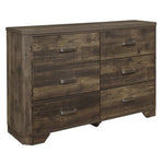 ZUN Rustic Brown Finish Dresser with Storage Drawers Clipped Corners Transitional Style Wooden Bedroom B011P186839