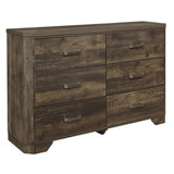 ZUN Rustic Brown Finish Dresser with Storage Drawers Clipped Corners Transitional Style Wooden Bedroom B011P186839